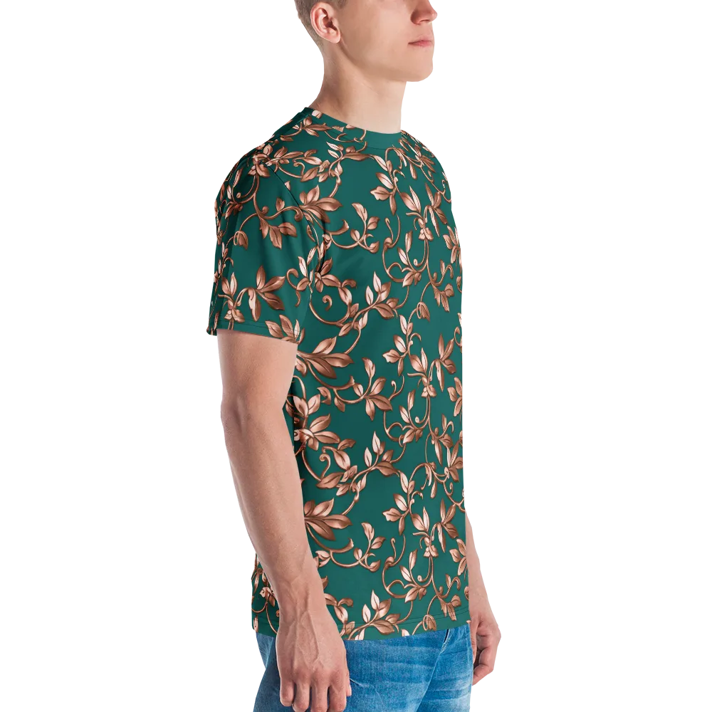 Verdigris Bloom on Men's Crew Neck T-Shirt — Right