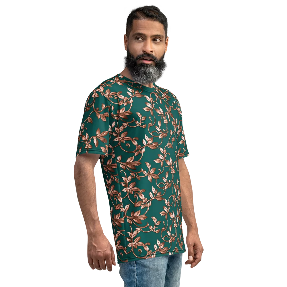 Verdigris Bloom on Men's Crew Neck T-Shirt — Right