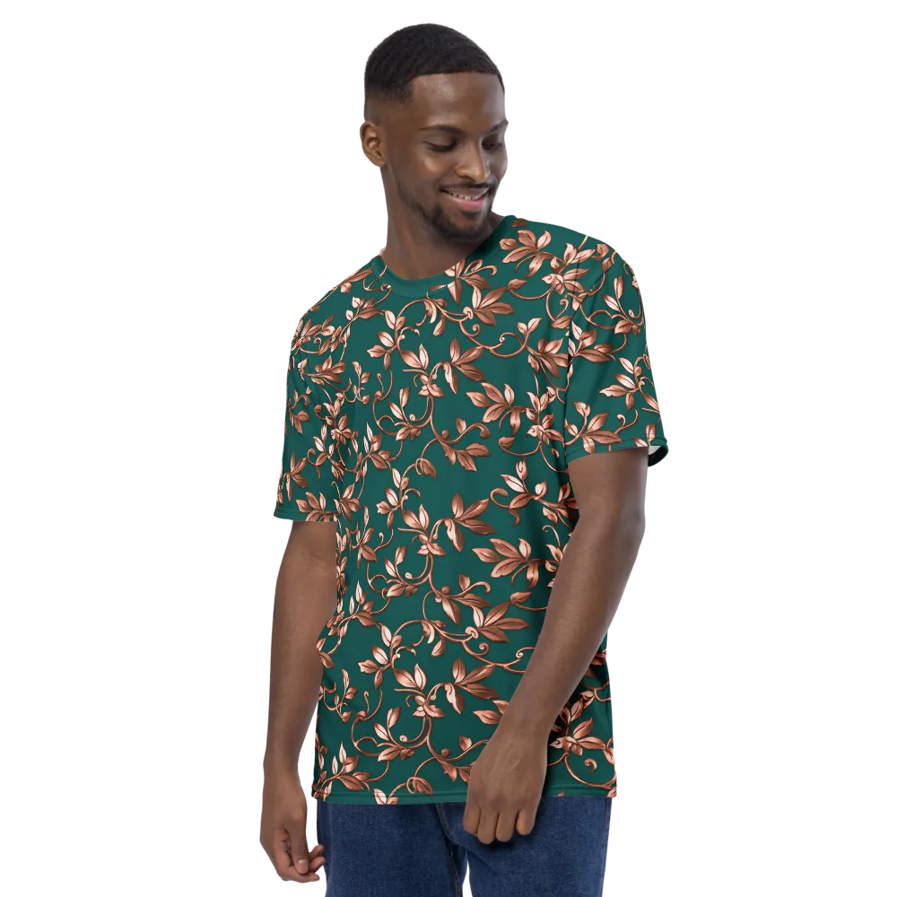 Verdigris Bloom on Men's Crew Neck T-Shirt — Left