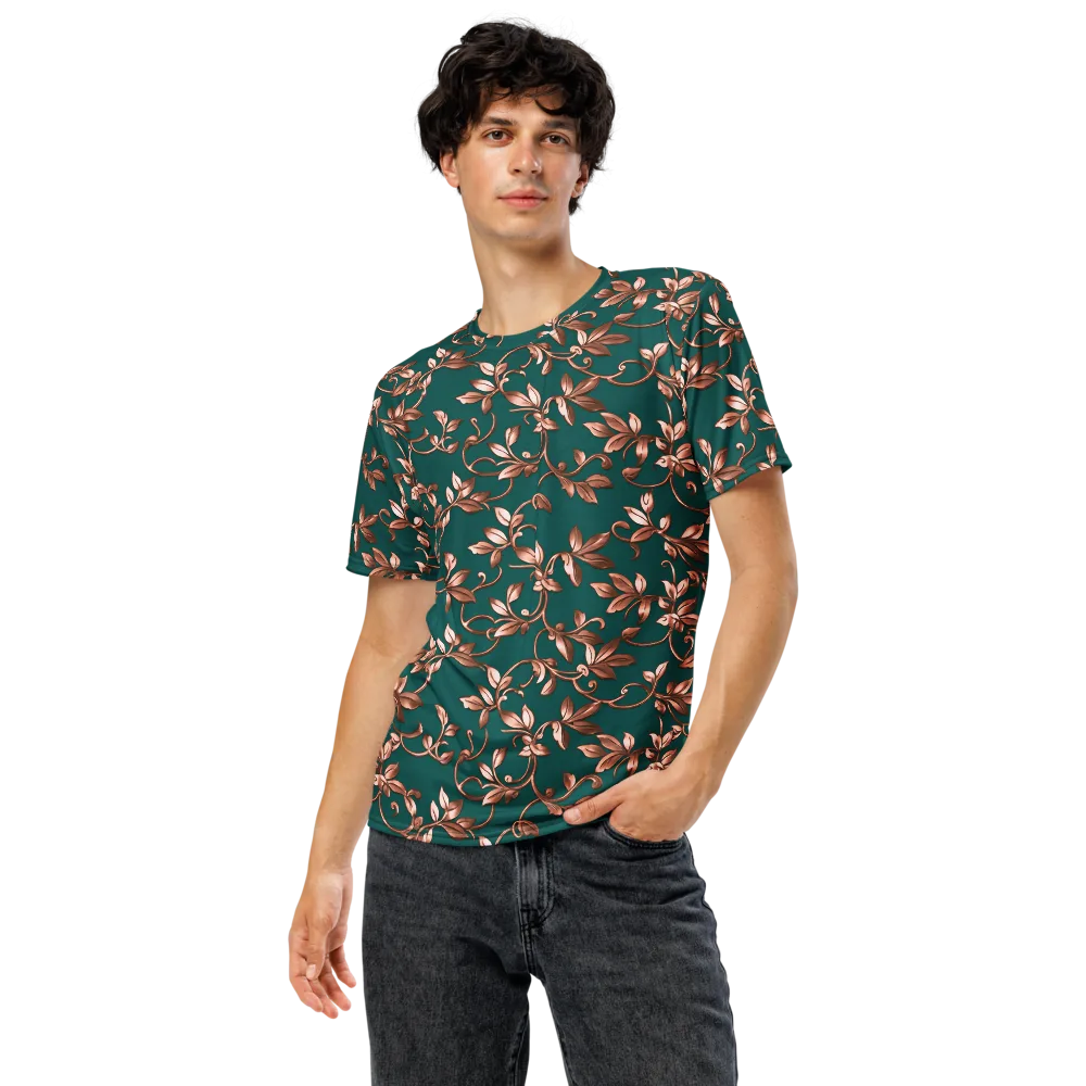 Verdigris Bloom on Men's Crew Neck T-Shirt — Front