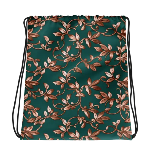 Verdigris Bloom on a Drawstring Bag