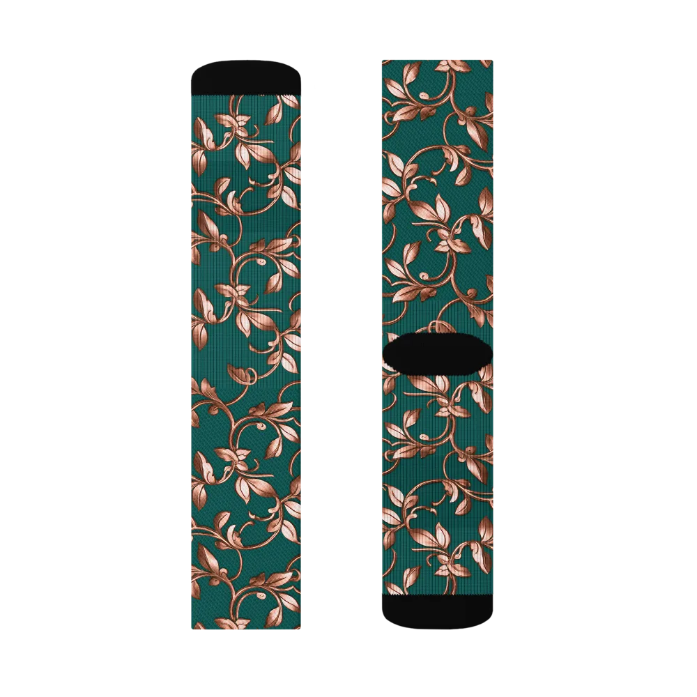Verdigris Bloom on Socks — Right Sock