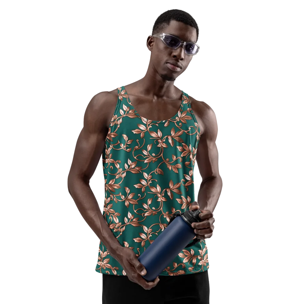 Verdigris Bloom on Men's Tank Top — Front