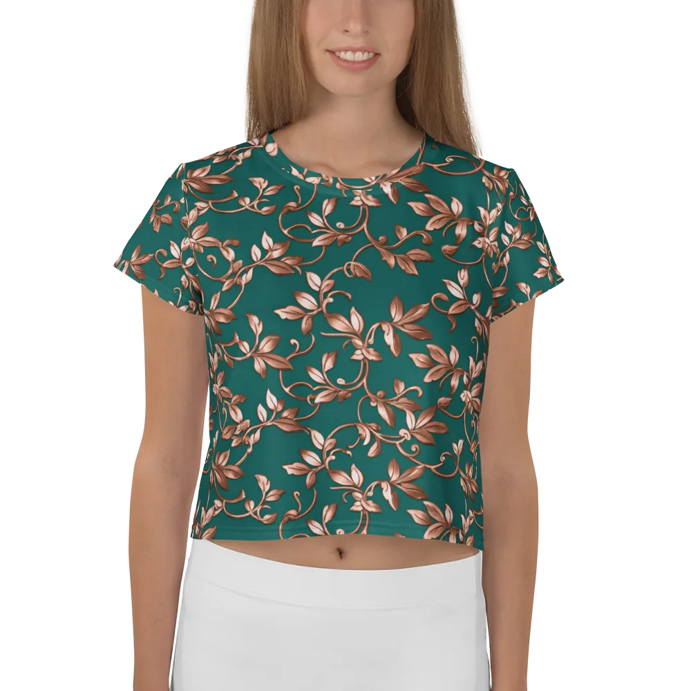 Verdigris Bloom on Crop Tee — Front