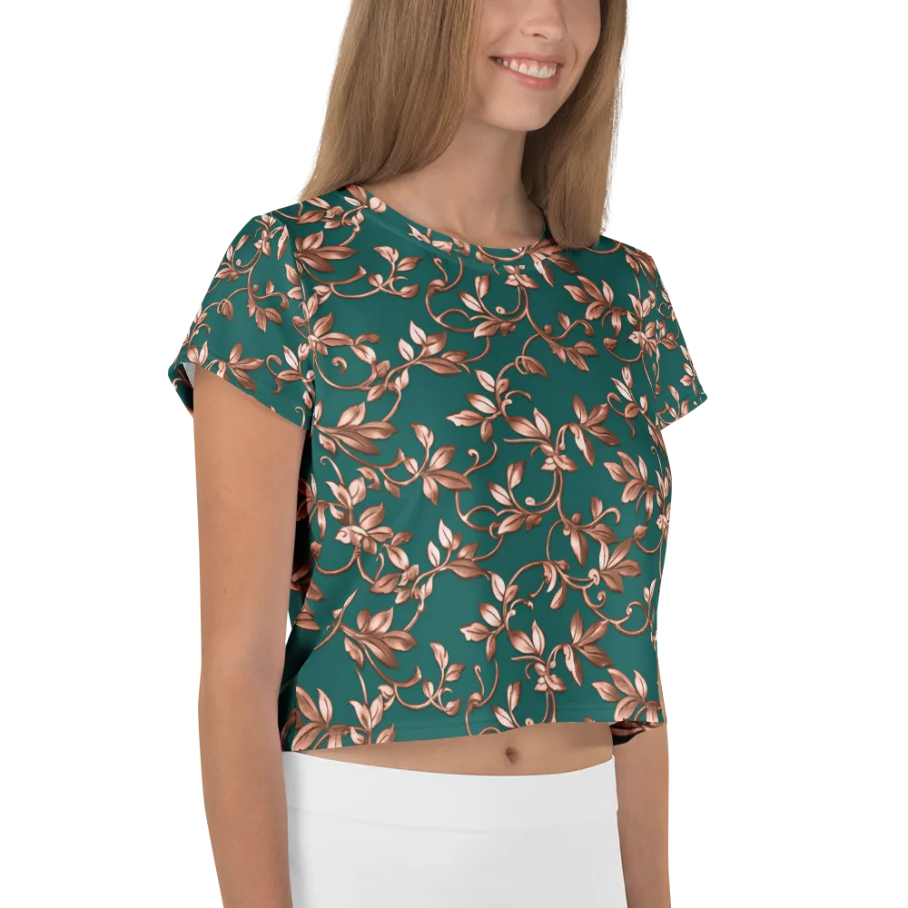 Verdigris Bloom on Crop Tee — Right