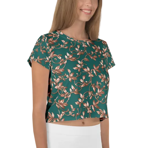 Verdigris Bloom on a Crop Tee