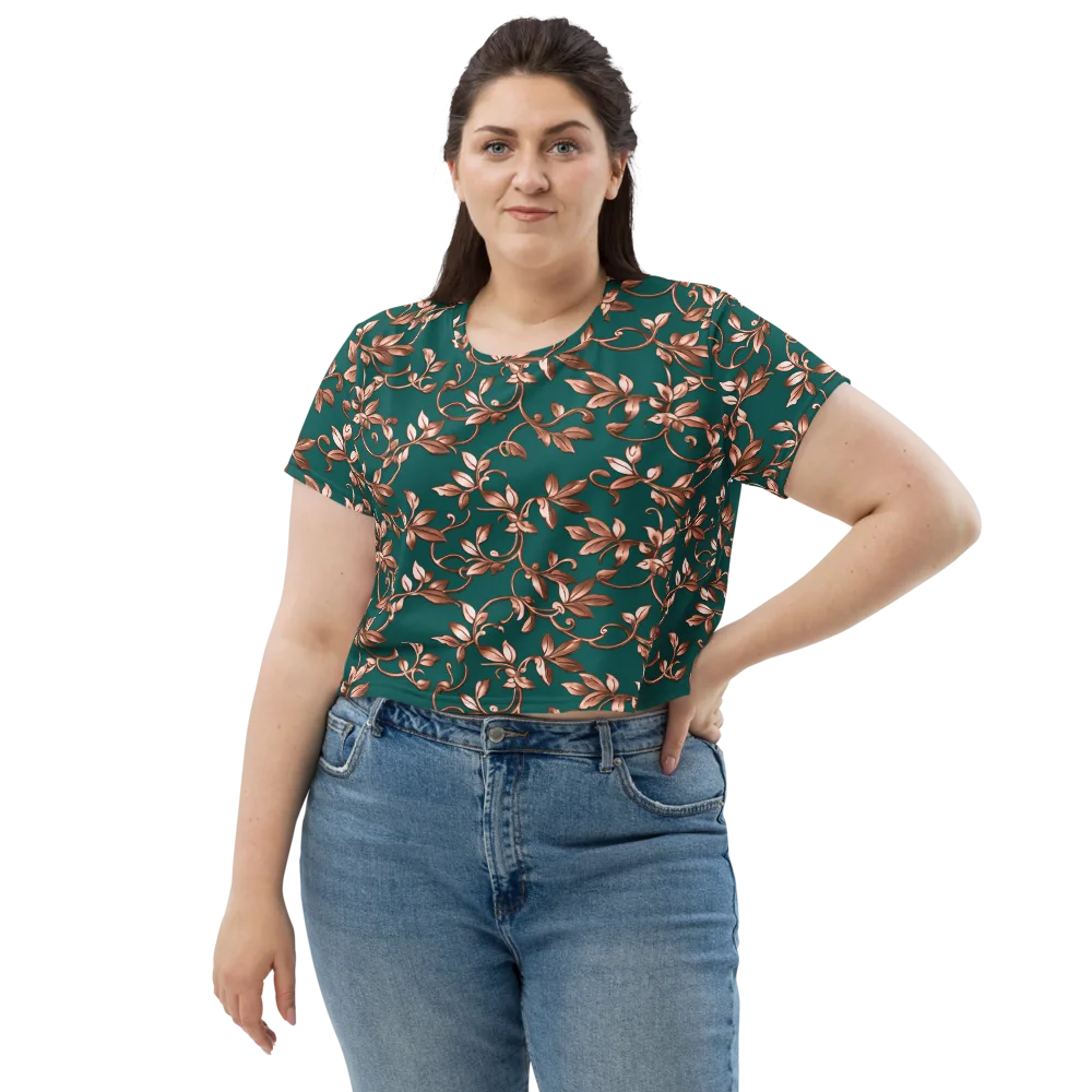 Verdigris Bloom on Crop Tee — Front