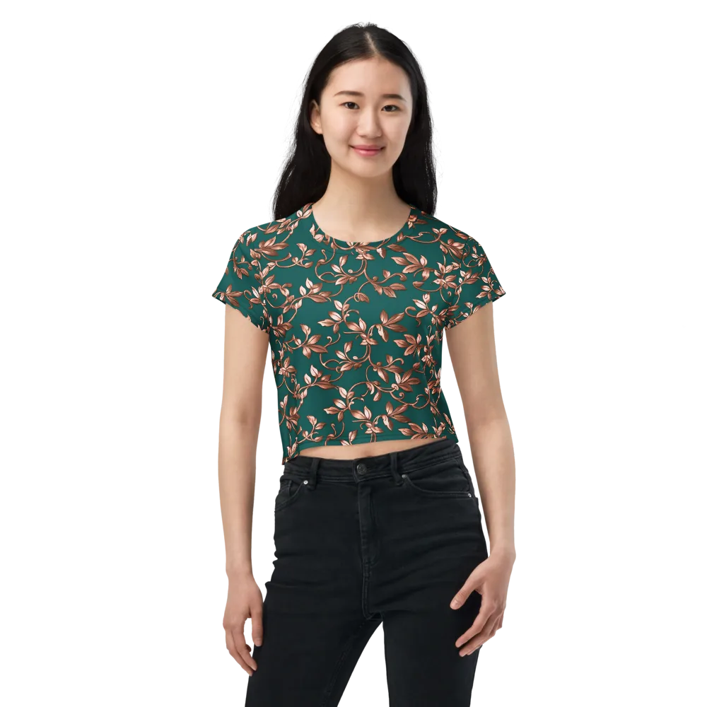 Verdigris Bloom on Crop Tee — Front