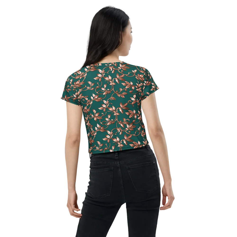 Verdigris Bloom on Crop Tee — Back