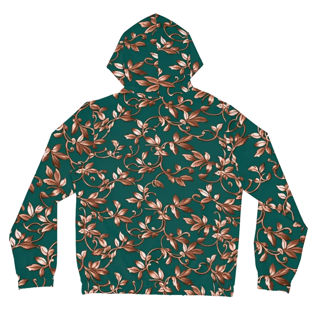 Verdigris Bloom on Women's Full-Zip Hoodie — Back