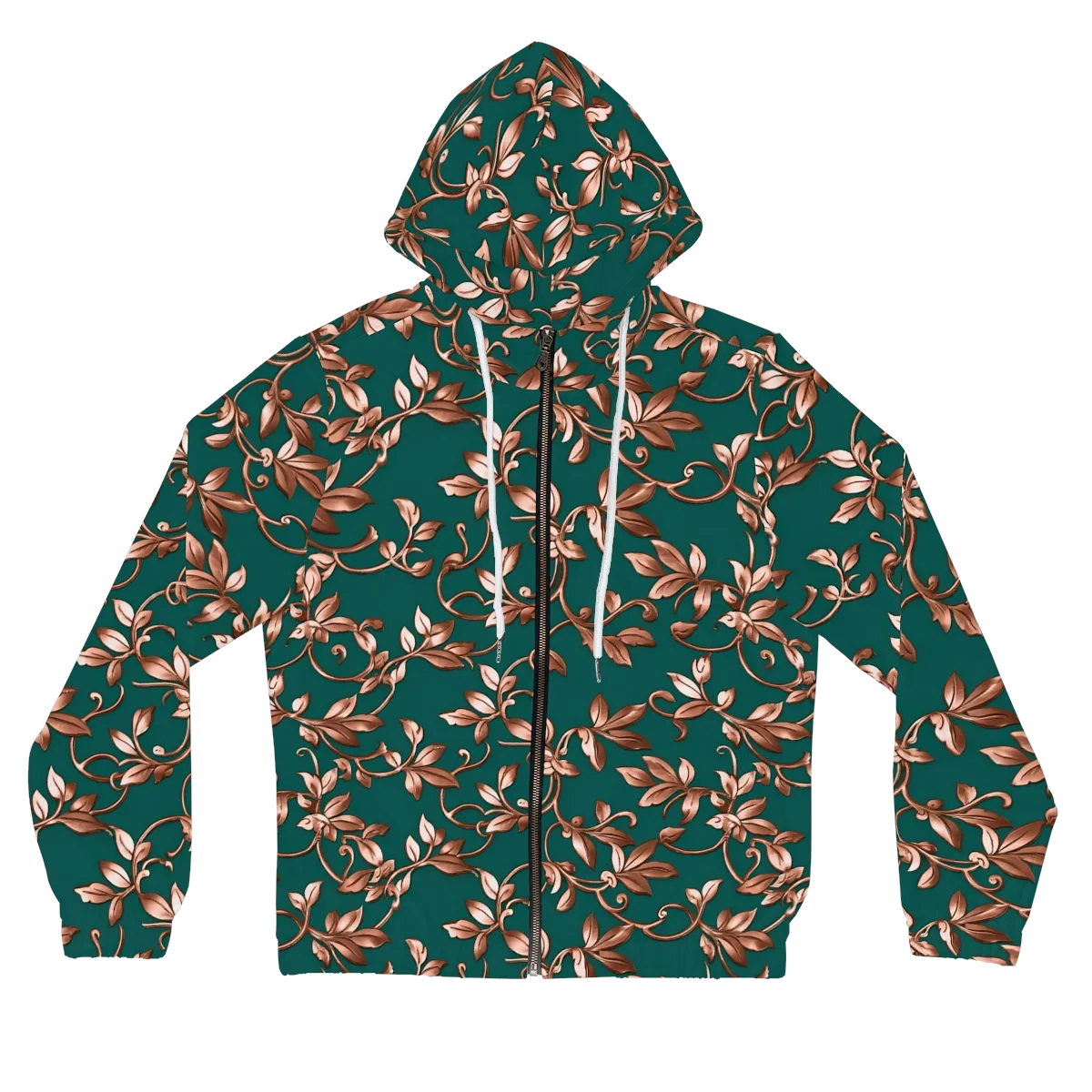 Verdigris Bloom on Women's Full-Zip Hoodie — Front