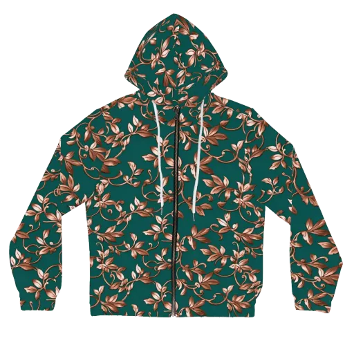 Verdigris Bloom on a Women's Full-Zip Hoodie