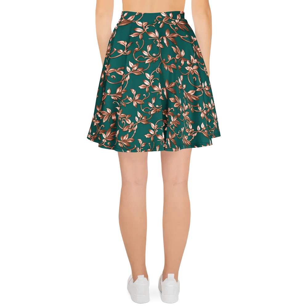 Verdigris Bloom on Skater Skirt — Back