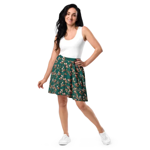 Verdigris Bloom on a Skater Skirt