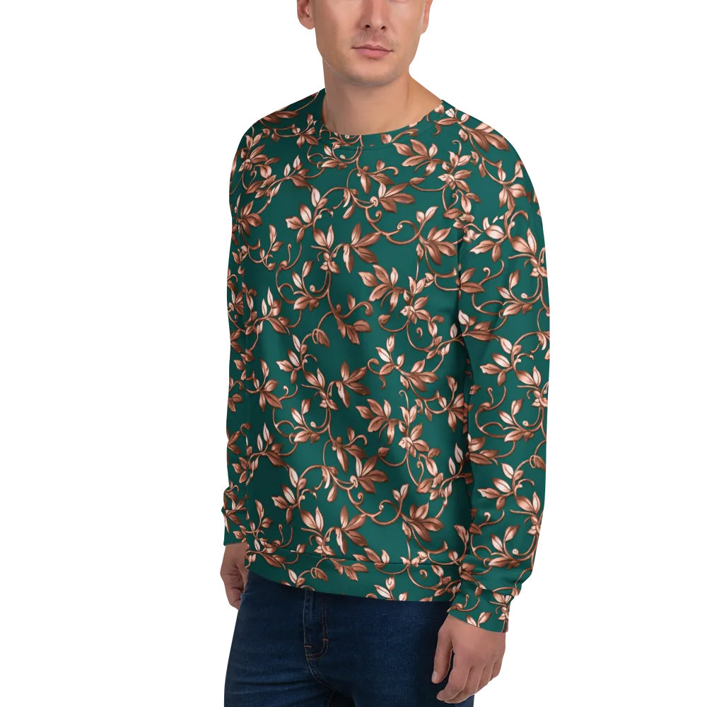 Verdigris Bloom on Sweatshirt — Left Front