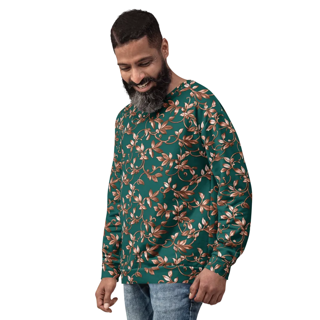 Verdigris Bloom on Sweatshirt — Left Front