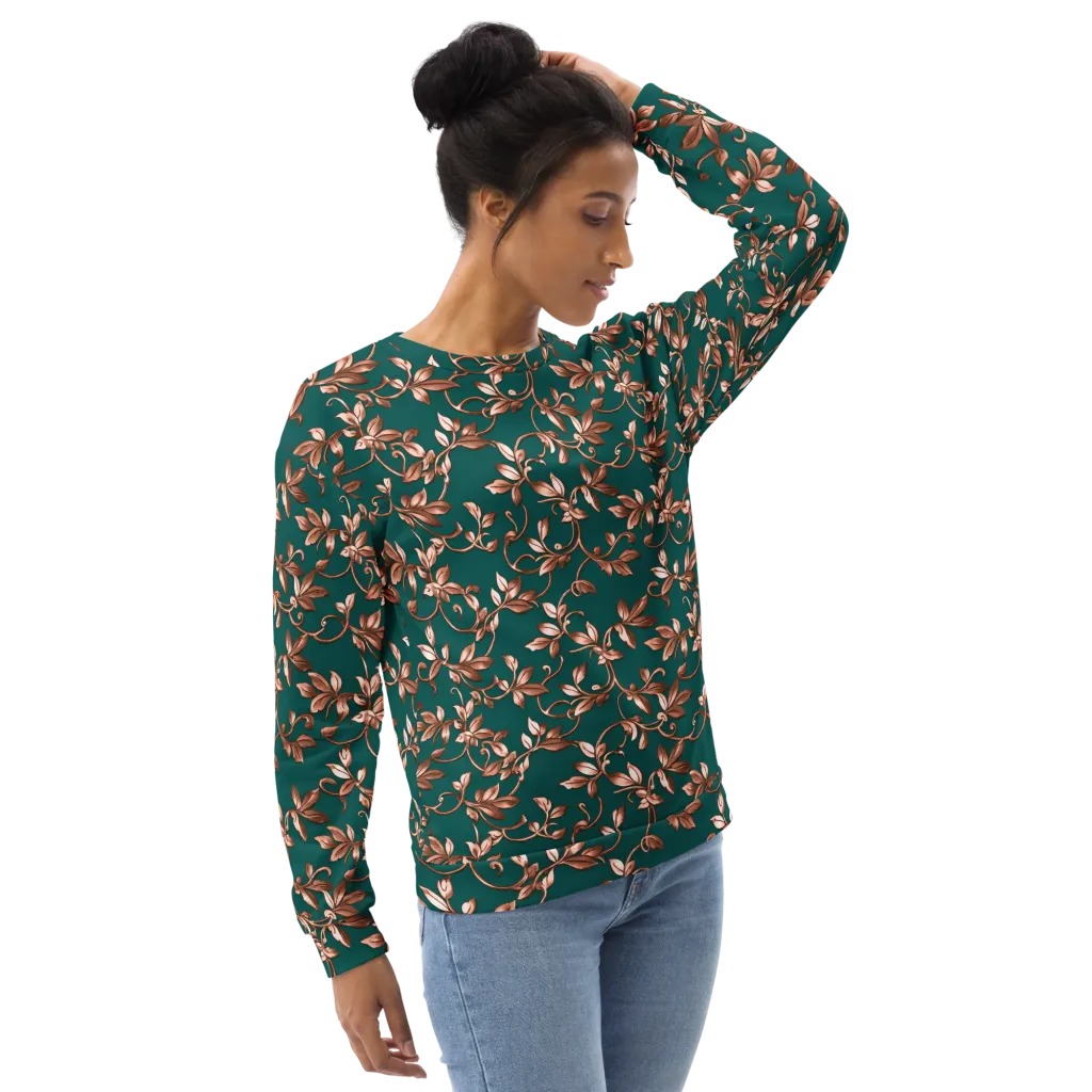 Verdigris Bloom on Sweatshirt — Right Front