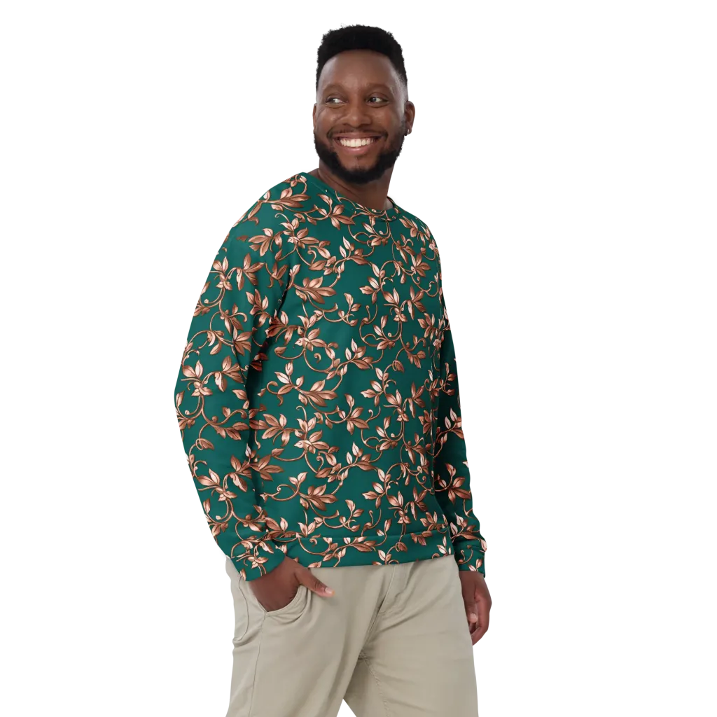 Verdigris Bloom on Sweatshirt — Front