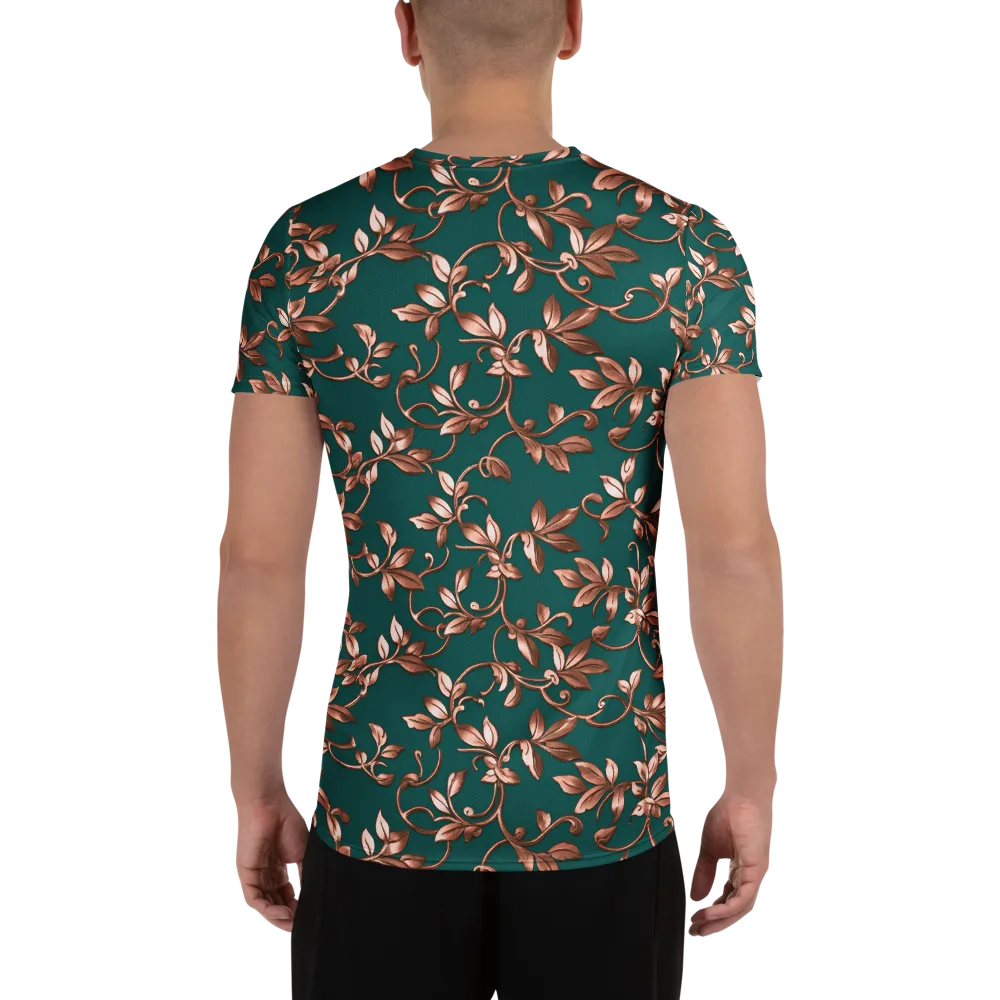 Verdigris Bloom on Men's Athletic T-Shirt — Back