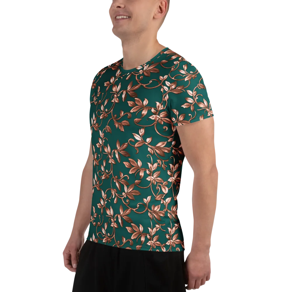 Verdigris Bloom on Men's Athletic T-Shirt — Left