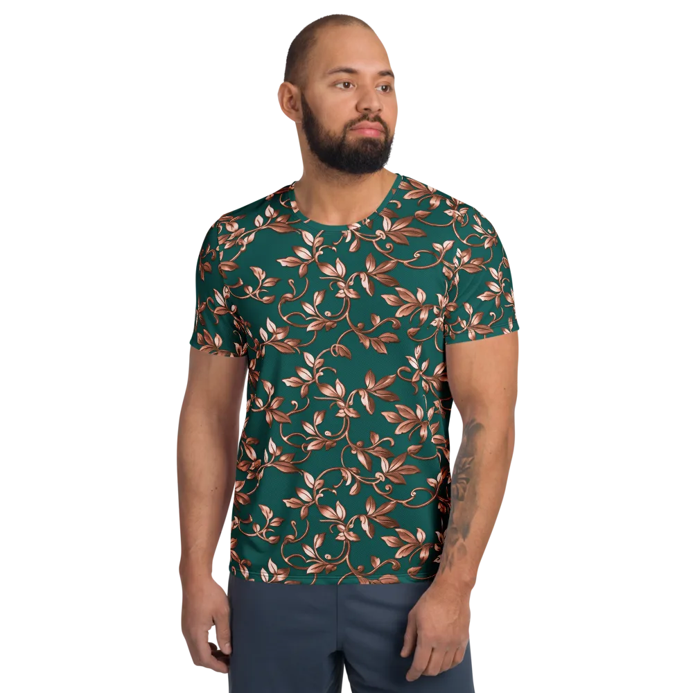 Verdigris Bloom on Men's Athletic T-Shirt — Front