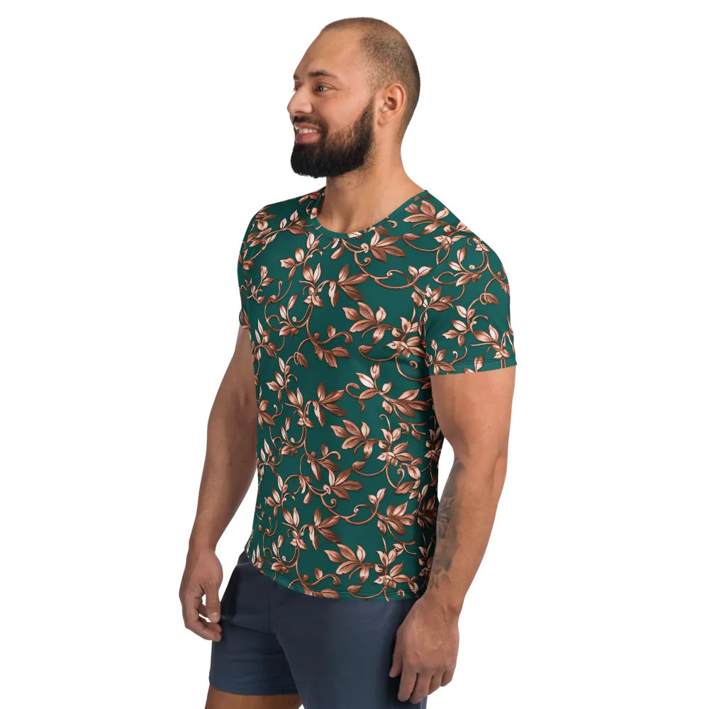 Verdigris Bloom on Men's Athletic T-Shirt — Left