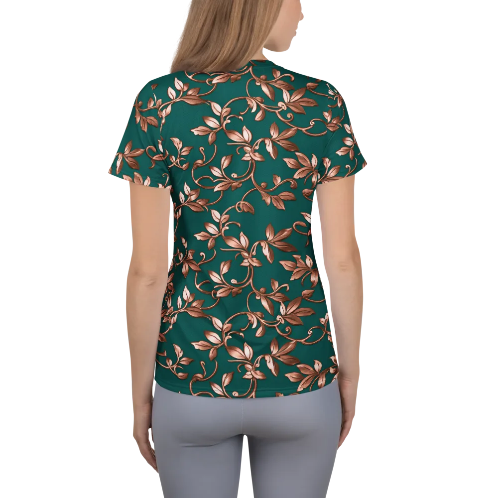 Verdigris Bloom on Women's Athletic T-Shirt — Back