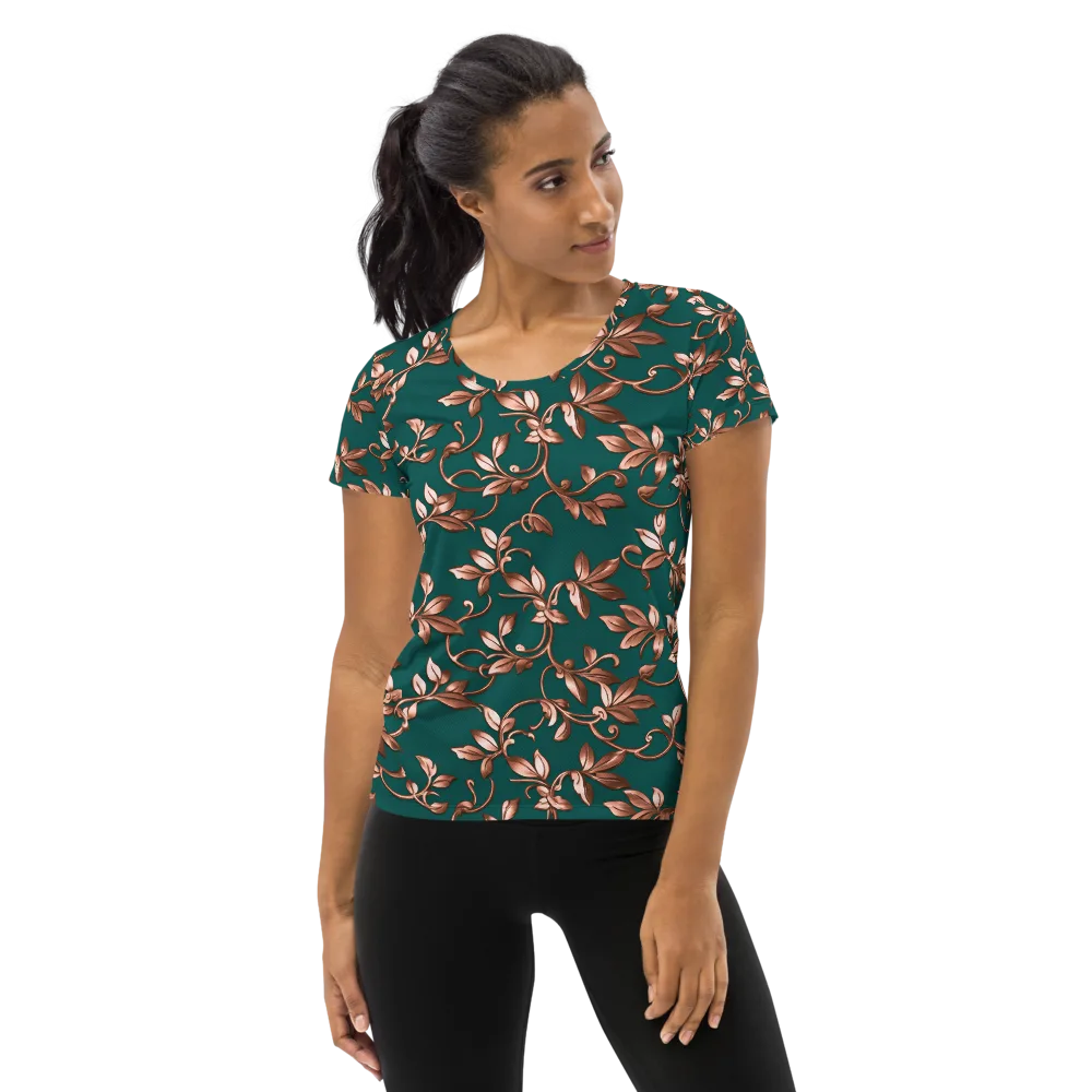 Verdigris Bloom on Women's Athletic T-Shirt — Front