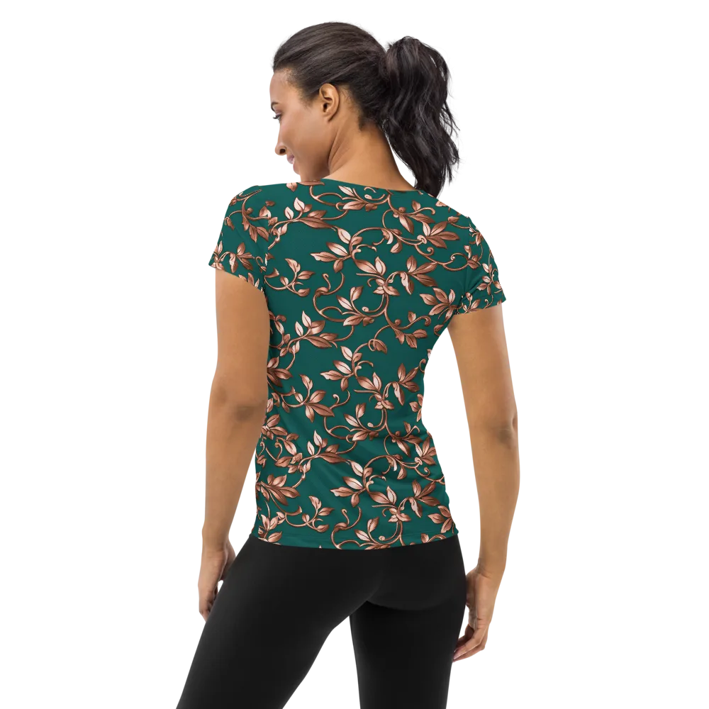 Verdigris Bloom on Women's Athletic T-Shirt — Back