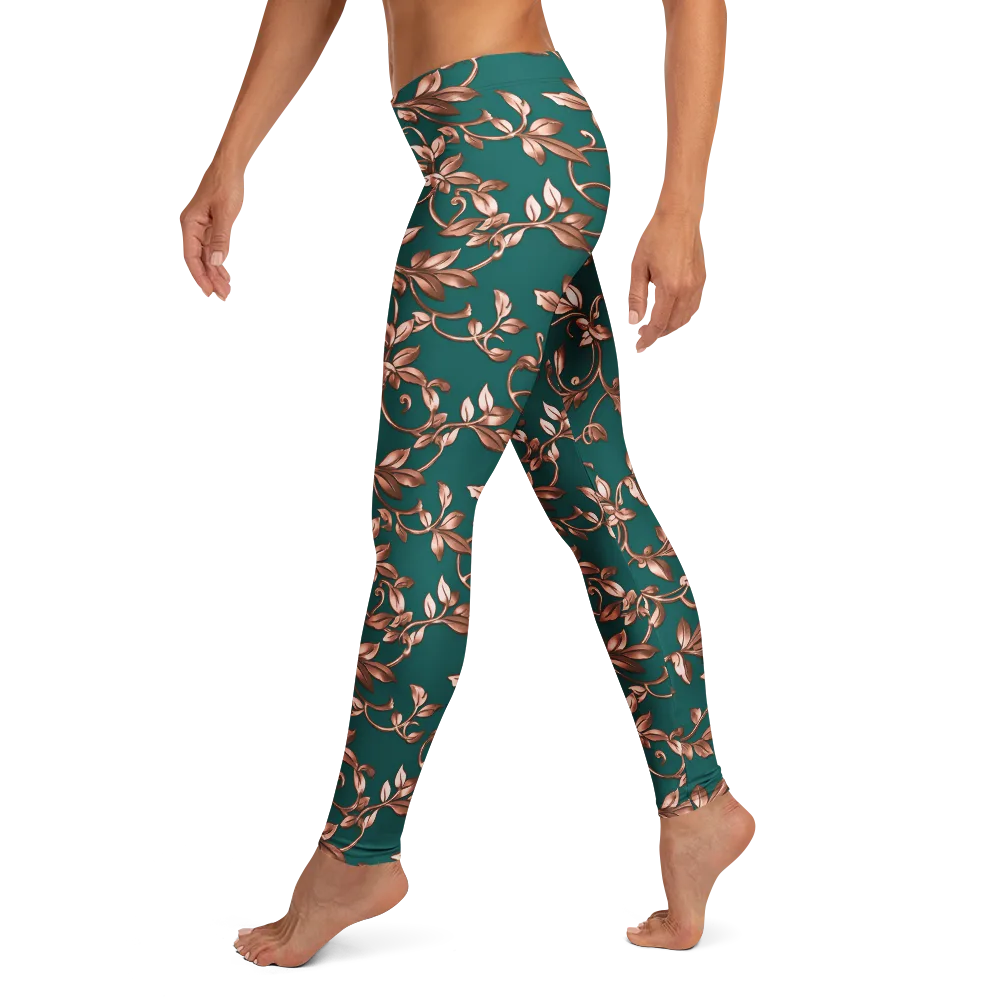 Verdigris Bloom on Leggings — Left