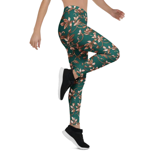 Verdigris Bloom on a Leggings