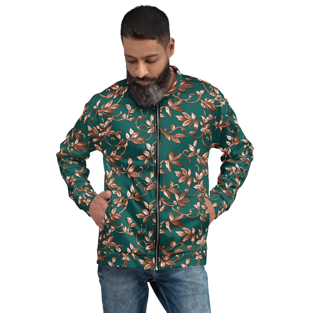 Verdigris Bloom on Bomber Jacket — Front