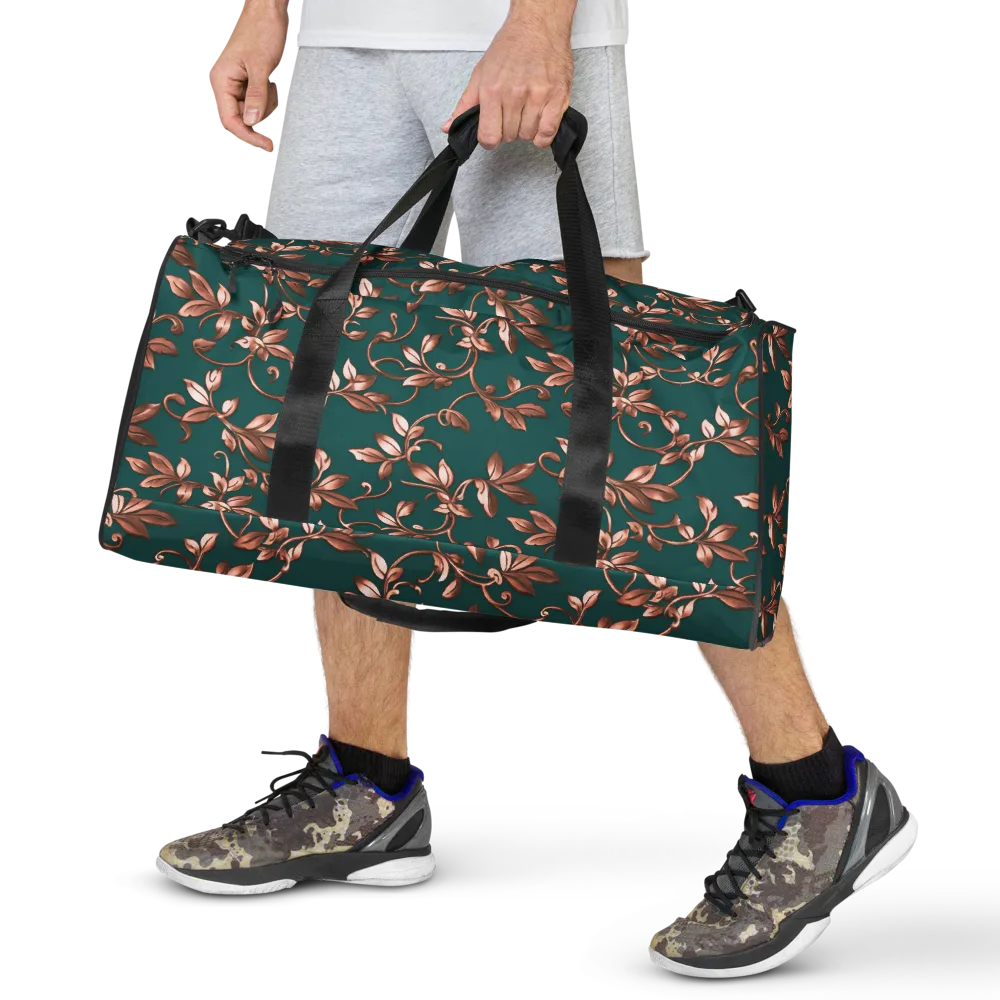 Verdigris Bloom on Duffle Bag — Front