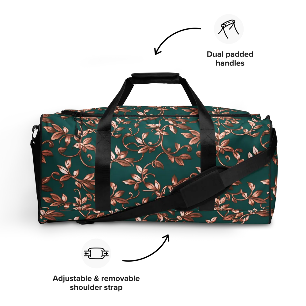 Verdigris Bloom on Duffle Bag — Front