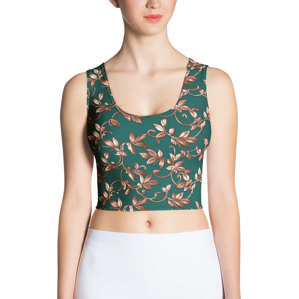 Verdigris Bloom on Crop Top — Front