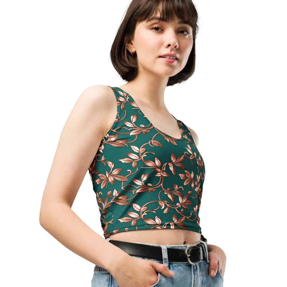 Verdigris Bloom on Crop Top — Right Front