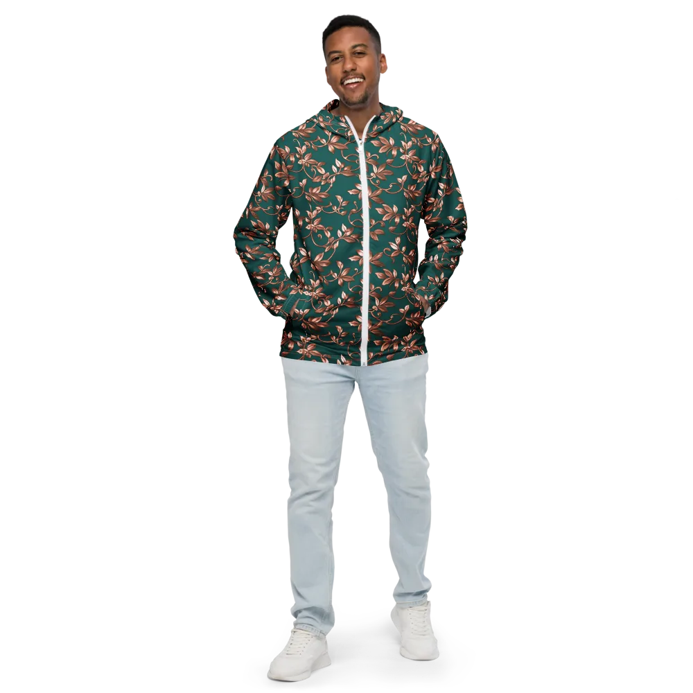 Verdigris Bloom on Men's Windbreaker — Front