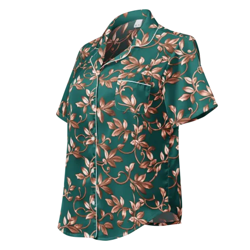 Verdigris Bloom on a Women's Short Sleeve Pajama Top