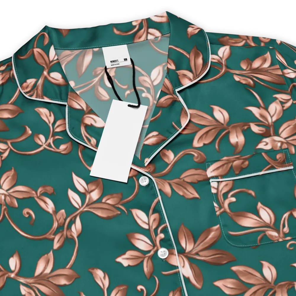 Verdigris Bloom on Women's Short Sleeve Pajama Top — Product details