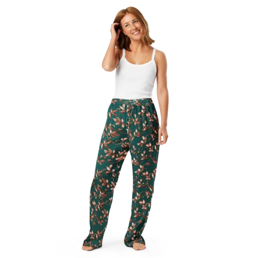Verdigris Bloom on a Women's Pajama Pants