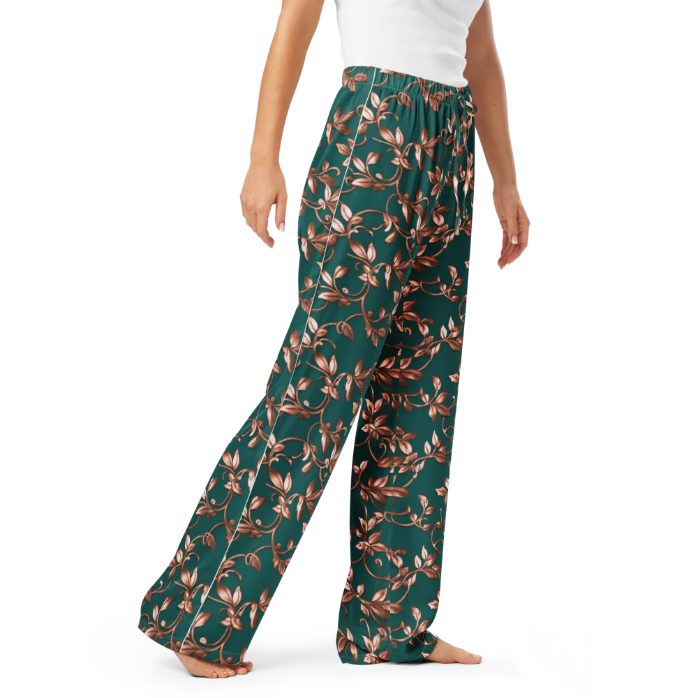 Verdigris Bloom on Women's Pajama Pants — Right Front