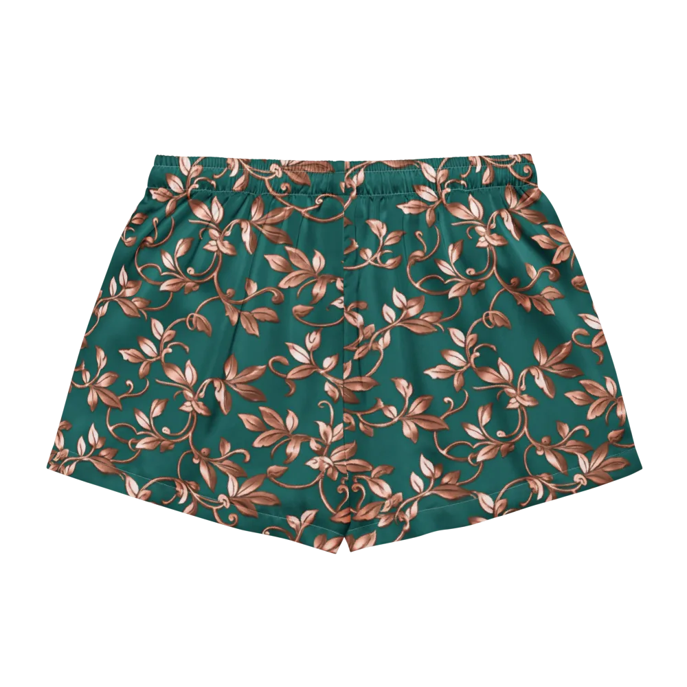Verdigris Bloom on Women's Pajama Shorts — Back