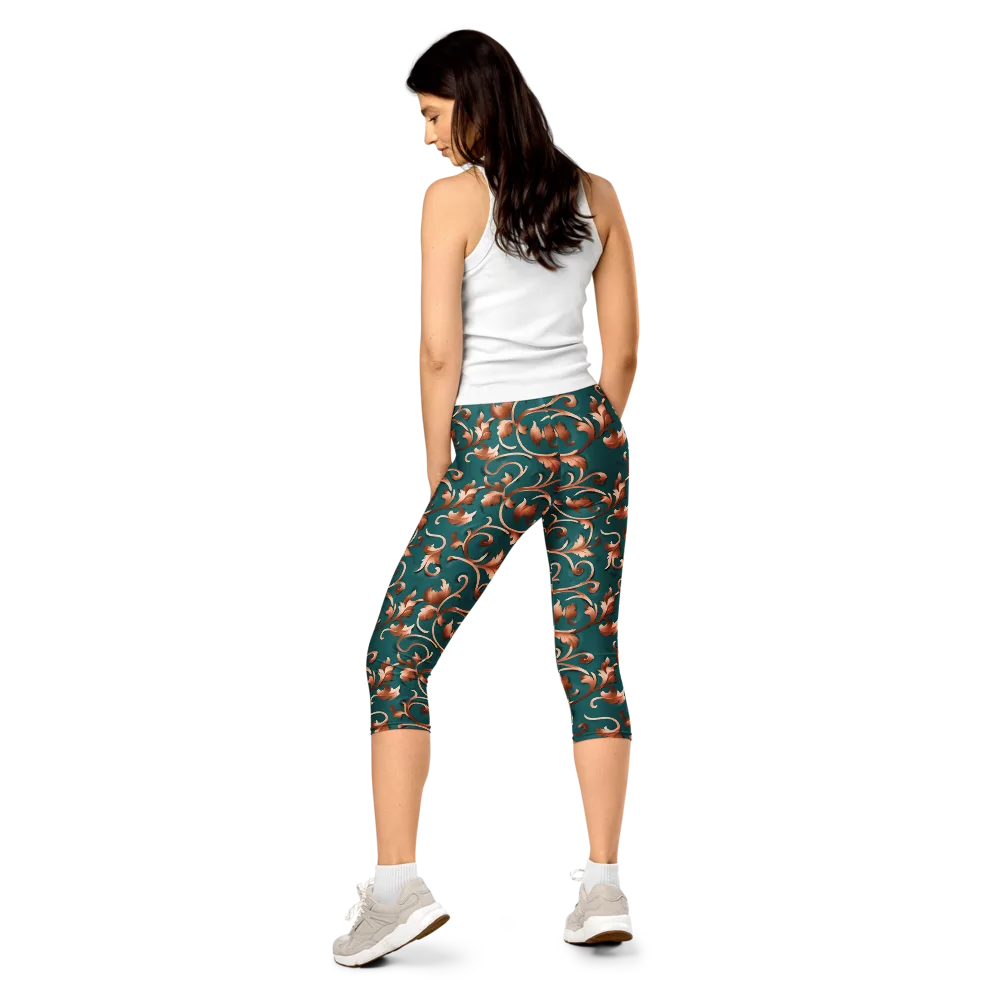 Copper Arabesque on Capri Leggings — Back