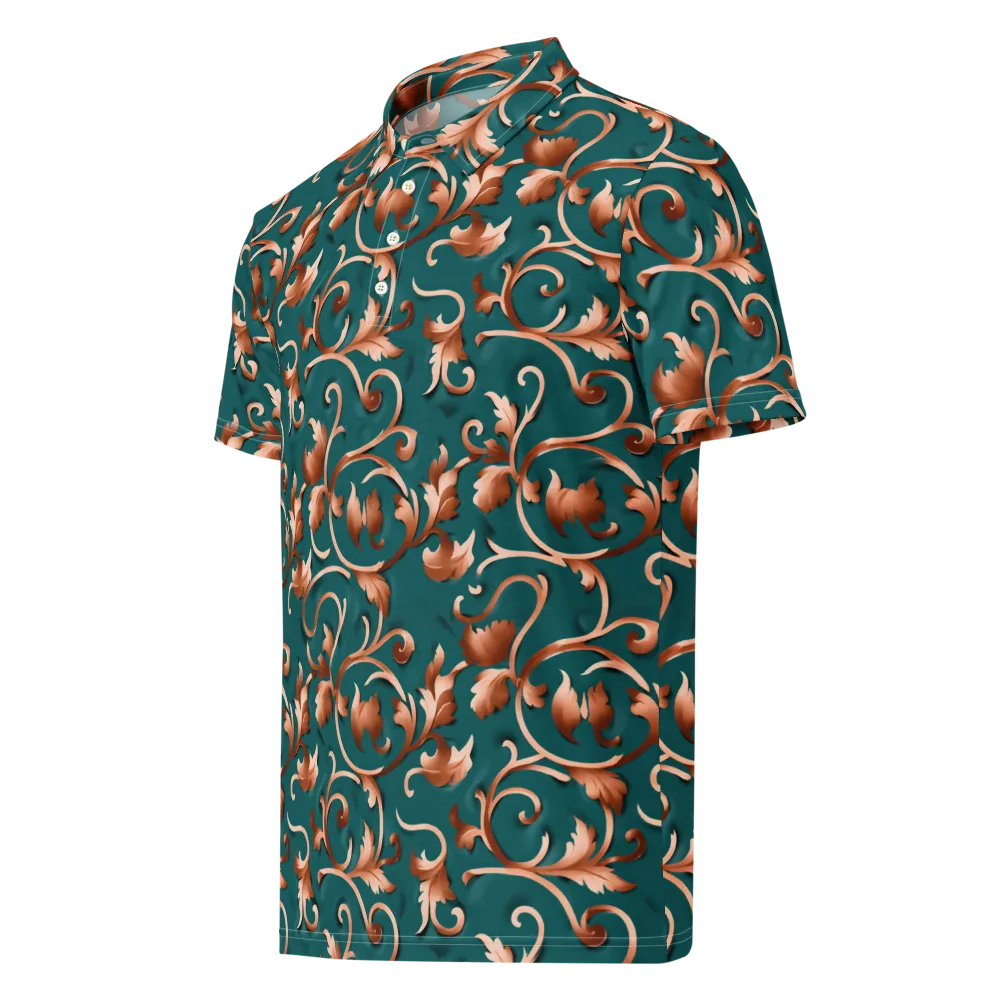 Copper Arabesque on Men's Slim Fit Polo Shirt — Left Front