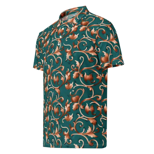 Copper Arabesque on a Men's Slim Fit Polo Shirt