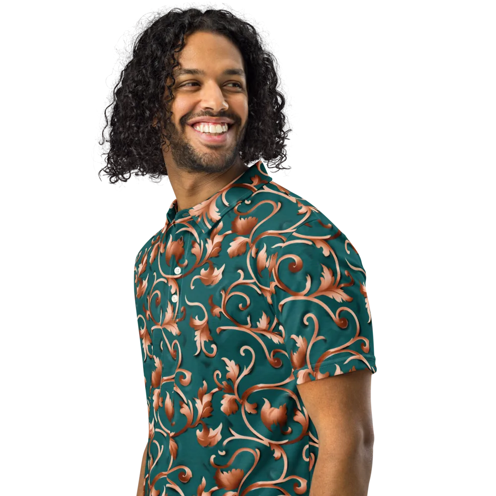 Copper Arabesque on Men's Slim Fit Polo Shirt — Left Front