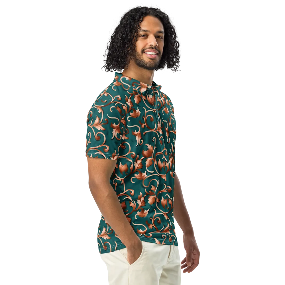 Copper Arabesque on Men's Slim Fit Polo Shirt — Right Front
