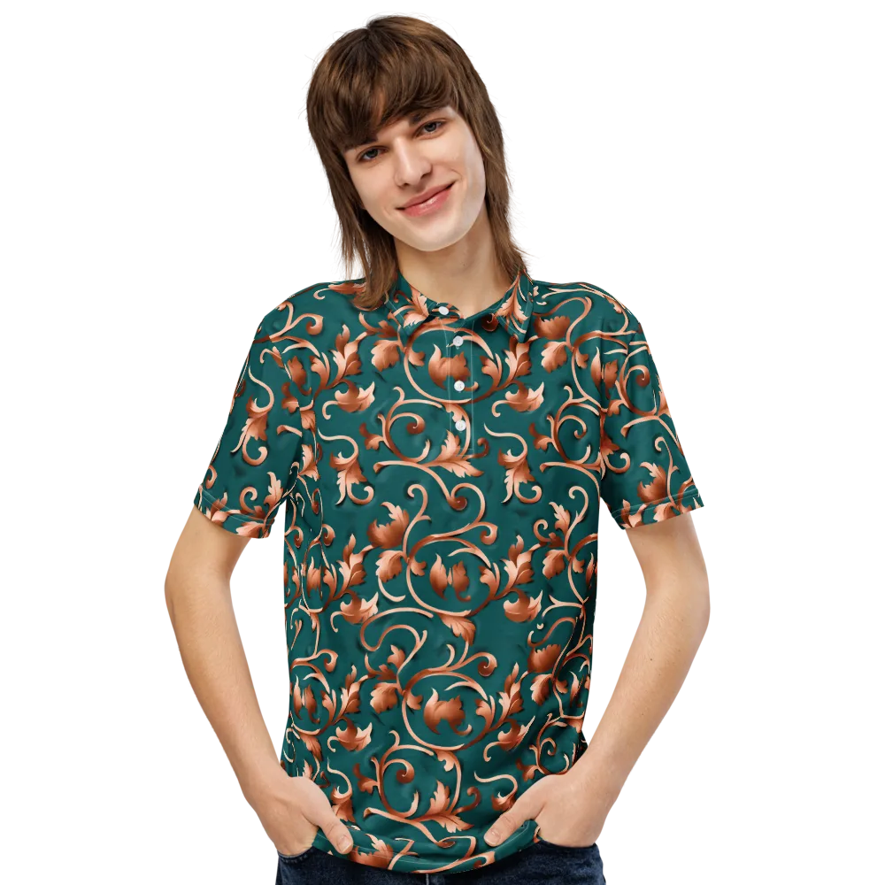 Copper Arabesque on Men's Slim Fit Polo Shirt — Front