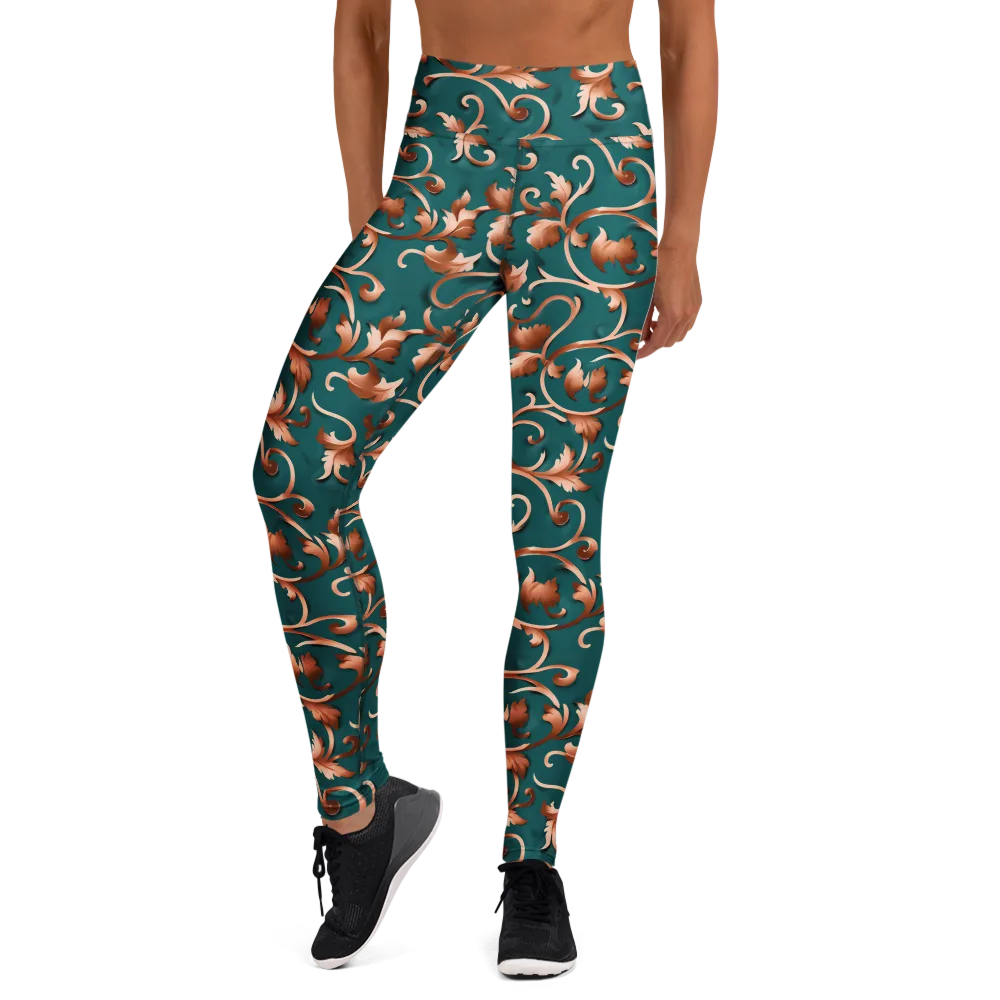 Copper Arabesque on Yoga Leggings — Front