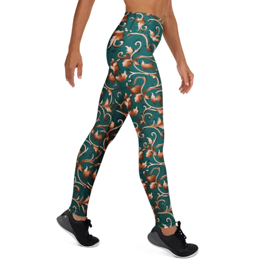 Copper Arabesque on a Yoga Leggings